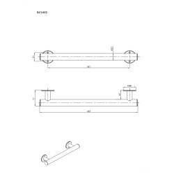Uchwyt prosty prysznicowy 46,5 cm Ø32 ANDEX Bez Barier 843/465/CC stal nierdzewna polerowana