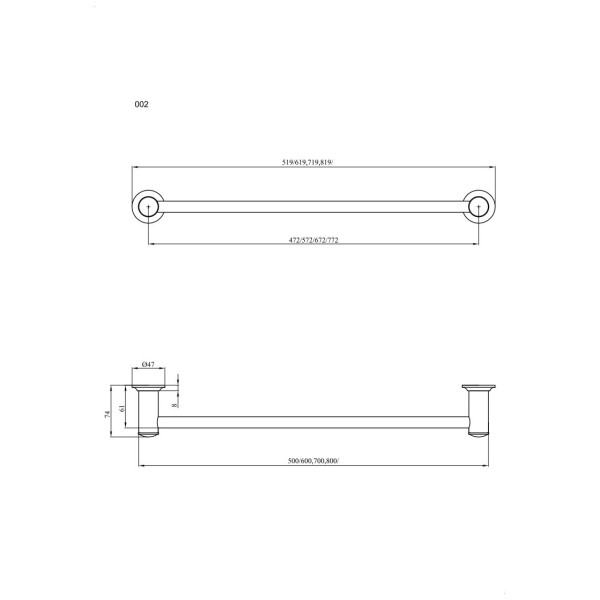Wieszak rurka 70cm ANDEX Classic 002/70/CC chrom