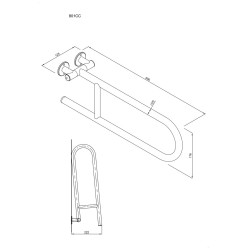 Uchwyt półokrągły uchylny 60 cm ANDEX Bez Barier 801/60/B stal nierdzewna biały