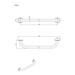 Uchwyt prosty 60cm Ø32 ANDEX Bez Barier 842/60/NG stal nierdzewna czarny