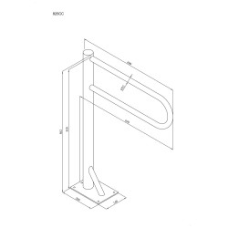 Uchwyt podłogowy Ø32 stały ANDEX Bez Barier 825CC stal nierdzewna polerowana