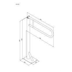 Uchwyt podłogowy uchylny Ø25 ANDEX Bez Barier 811NG stal nierdzewna czarny