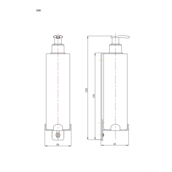 Uchwyt-dozownik mydła w płynie 300ml ANDEX Technic 348SG stal nierdzewna polerowana