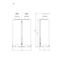Uchwyt-dozownik mydła w płynie i szamponu 2x300ml ANDEX Technic 349B stal nierdzewna biały