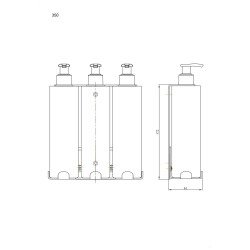 Uchwyt-dozownik mydła w płynie, szamponu, i odżywki 3x300ml ANDEX Technic 350B stal nierdzewna biały