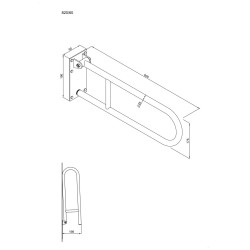 Uchwyt półokrągły Ø25 uchylny 60cm z płytą ANDEX Bez Barier 820B stal nierdzewna biały