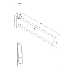 Uchwyt półokrągły Ø25 uchylny 85cm z płytą ANDEX Bez Barier 820/85B stal nierdzewna biały