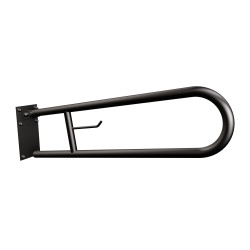 Uchwyt półokrągły uchylny 70cm z płytą i wieszakiem na papier ANDEX Bez Barier 820/W/70/NG stal nierdzewna czarny