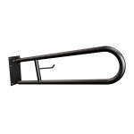 Uchwyt półokrągły Ø25 uchylny 70cm z płytą i wieszakiem na papier ANDEX Bez Barier 820/W/70NG stal nierdzewna czarny