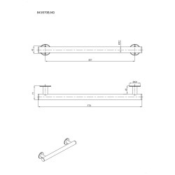 Uchwyt prosty Ø32 prysznicowy 57cm ANDEX Bez Barier 843/570B stal nierdzewna biały