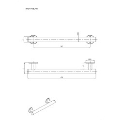 Uchwyt prosty Ø32 prysznicowy 47cm ANDEX Bez Barier 843/470B stal nierdzewna biały