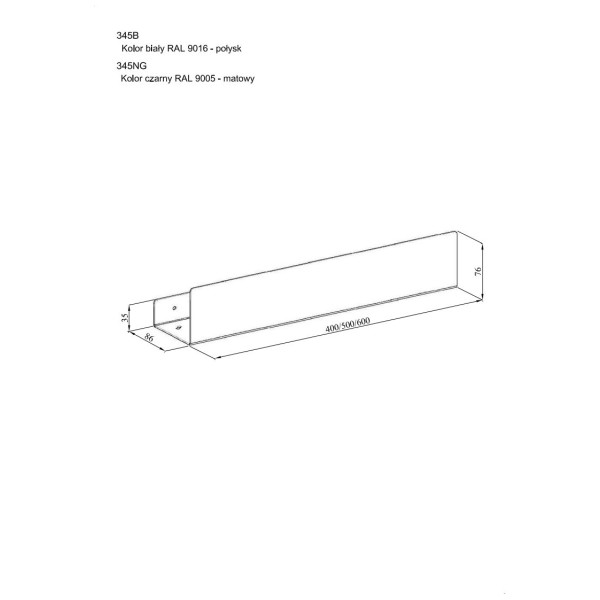 Półka pod prysznic 50cm ANDEX Technic 345/50NG stal nierdzewna czarna