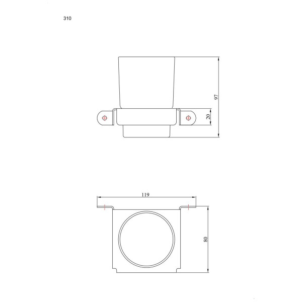 Wieszak 1-szklankowy ANDEX Technic 310SG stal nierdzewna polerowana