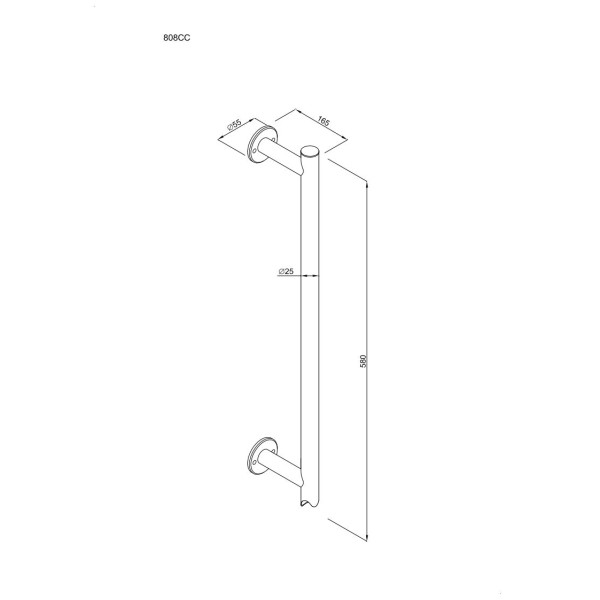Uchwyt prosty 58cm wannowy łącznikowy ANDEX Bez Barier 808CC stal nierdzewna polerowana