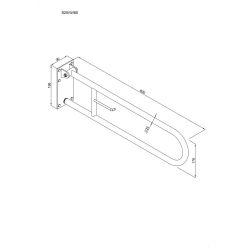Uchwyt półokrągły Ø25 uchylny 80cm z płytą i wieszakiem na papier ANDEX Bez Barier 820/W/80NG stal nierdzewna czarny