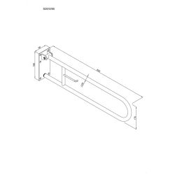 Uchwyt półokrągły Ø25 uchylny 85cm z płytą i wieszakiem na papier ANDEX Bez Barier 820/W/85NG stal nierdzewna czarny