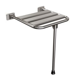 Siedzisko (krzesełko) prysznicowe metalowe składane z podporą ANDEX Bez Barier 837CC stal nierdzewna polerowana