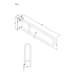 Uchwyt półokrągły Ø32 uchylny 85cm z płytą ANDEX Bez Barier 828/85NG stal nierdzewna czarny