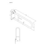 Uchwyt półokrągły Ø32 uchylny 70cm z płytą i wieszakiem na papier ANDEX Bez Barier 828/W/70CC stal nierdzewna polerowana