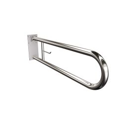 Uchwyt półokrągły Ø32 uchylny 80cm z płytą i wieszakiem na papier ANDEX Bez Barier 828/W/80CC stal nierdzewna polerowana