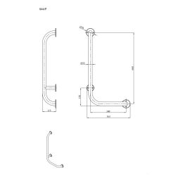 Uchwyt kątowy Ø32 prawy 60x30cm ANDEX Bez Barier 844/P/CC stal nierdzewna polerowana