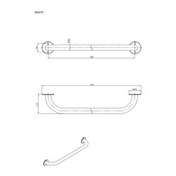 Uchwyt prosty 70cm Ø32 ANDEX Bez Barier 842/70CC stal nierdzewna polerowana