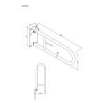 Uchwyt półokrągły Ø32 uchylny 60cm z płytą i wieszakiem na papier ANDEX Bez Barier 828/W/B stal nierdzewna biały