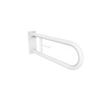 Uchwyt półokrągły Ø32 uchylny 60cm z płytą i wieszakiem na papier ANDEX Bez Barier 828/W/B stal nierdzewna biały