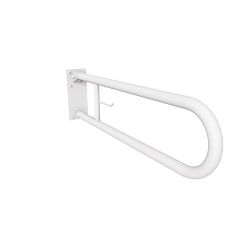 Uchwyt półokrągły Ø32 uchylny 80cm z płytą i wieszakiem na papier ANDEX Bez Barier 828/W/80B stal nierdzewna biały