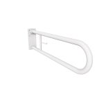 Uchwyt półokrągły Ø32 uchylny 85cm z płytą i wieszakiem na papier ANDEX Bez Barier 828/W/85B stal nierdzewna biały