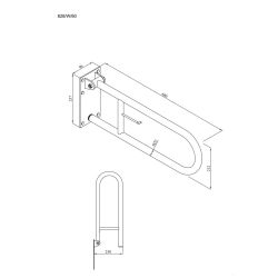 Uchwyt półokrągły Ø32 uchylny 60cm z płytą i wieszakiem na papier ANDEX Bez Barier 828/W/NG stal nierdzewna czarny