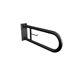 Uchwyt półokrągły Ø32 uchylny 60cm z płytą i wieszakiem na papier ANDEX Bez Barier 828/W/NG stal nierdzewna czarny