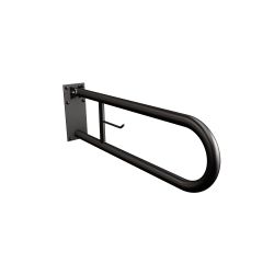 Uchwyt półokrągły Ø32 uchylny 70cm z płytą i wieszakiem na papier ANDEX Bez Barier 828/W/70NG stal nierdzewna czarny