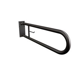 Uchwyt półokrągły Ø32 uchylny 80cm z płytą i wieszakiem na papier ANDEX Bez Barier 828/W/80NG stal nierdzewna czarny