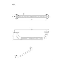 Uchwyt prosty 80cm Ø32 ANDEX Bez Barier 842/80NG stal nierdzewna czarny