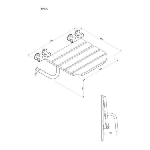 Krzesełko prysznicowe składane ANDEX Bez Barier 802CC stal nierdzewna polerowana
