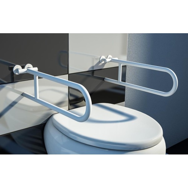 Uchwyt półokrągły Ø25 stały 60cm ANDEX Bez Barier 800B stal nierdzewna biały