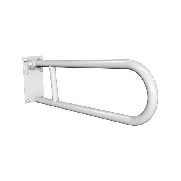 Uchwyt półokrągły Ø25 uchylny 60cm z płytą ANDEX Bez Barier 820B stal nierdzewna biały